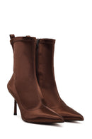 Woman Brown Zip Closure Thin-heeled Stretch Boots | Derimod Woman Brown Zip Closure Thin-heeled Stretch Boots | Derimod