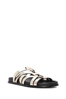 Women's Gold Leather Metallic Slippers | Derimod Women's Gold Leather Metallic Slippers | Derimod