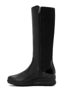 Women's Black Zippered Wedge Heeled Casual Leather Boots | Derimod Women's Black Zippered Wedge Heeled Casual Leather Boots | Derimod
