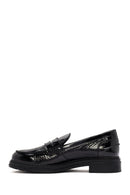 Kadın Siyah Rugan Deri Maskülen Loafer | Derimod Kadın Siyah Rugan Deri Maskülen Loafer | Derimod