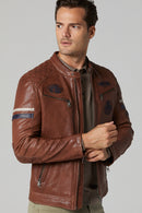 Bandito Men's Leather Jacket | Derimod Bandito Men's Leather Jacket | Derimod