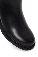 Woman Black Zip Closure Chunky-heeled Leather Boots | Derimod Woman Black Zip Closure Chunky-heeled Leather Boots | Derimod