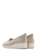 Women's Beige Wedge Heel Suede Leather Comfort Loafer | Derimod Women's Beige Wedge Heel Suede Leather Comfort Loafer | Derimod