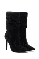 Women's Black Thin Heeled Stone Boots | Derimod Women's Black Thin Heeled Stone Boots | Derimod