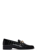 Women's Black Leather Buckle Crocodile Classic Loafer | Derimod Women's Black Leather Buckle Crocodile Classic Loafer | Derimod