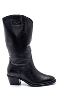 Women's Leather Cowboy Heeled Boots | Derimod Women's Leather Cowboy Heeled Boots | Derimod
