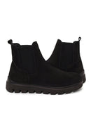Male Black Thick-Soled Nubuck Leather Chelsea Boots | Derimod Male Black Thick-Soled Nubuck Leather Chelsea Boots | Derimod