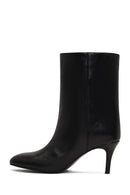 Women's Black Thin Heeled Leather Boot | Derimod Women's Black Thin Heeled Leather Boot | Derimod
