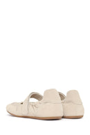 Women's Cream Strapped Leather Sport Ballet Flats | Derimod Women's Cream Strapped Leather Sport Ballet Flats | Derimod