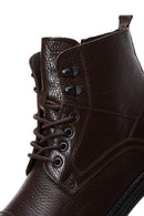 Men's Brown Leather Flat Boots | Derimod Men's Brown Leather Flat Boots | Derimod