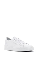 Erkek Beyaz Bağcıklı Deri Sneaker | Derimod Erkek Beyaz Bağcıklı Deri Sneaker | Derimod