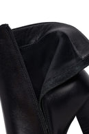 Woman Black Zip Closure High Thick-Heeled Leather Boots | Derimod Woman Black Zip Closure High Thick-Heeled Leather Boots | Derimod