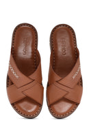 Women's Tan Leather Comfort Slippers | Derimod Women's Tan Leather Comfort Slippers | Derimod