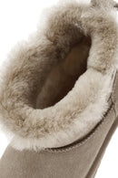 Women's Mink Fur Detailed Suede Leather Boots | Derimod Women's Mink Fur Detailed Suede Leather Boots | Derimod