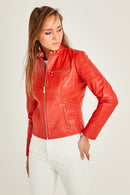 Nina Women's Leather Jacket | Derimod Nina Women's Leather Jacket | Derimod
