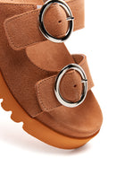 Women's Leather Suede Double Buckle Slippers | Derimod Women's Leather Suede Double Buckle Slippers | Derimod
