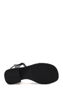 Women's Black Ankle Buckle Low Heeled Leather Sandals | Derimod Women's Black Ankle Buckle Low Heeled Leather Sandals | Derimod