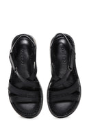 Women's Black Leather Comfort Sandals | Derimod Women's Black Leather Comfort Sandals | Derimod