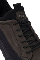 Erkek Gri Bağcıklı Nubuk Deri Sneaker | Derimod Erkek Gri Bağcıklı Nubuk Deri Sneaker | Derimod