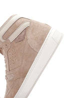 Women's Beige Suede Leather High Top Sneaker | Derimod Women's Beige Suede Leather High Top Sneaker | Derimod
