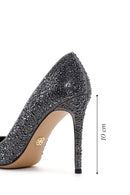 Women's Anthracite Leather Thin High Heel Stiletto | Derimod Women's Anthracite Leather Thin High Heel Stiletto | Derimod