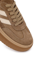 Kadın Taba Bağcıklı Kalın Tabanlı Süet Deri Sneaker | Derimod Kadın Taba Bağcıklı Kalın Tabanlı Süet Deri Sneaker | Derimod