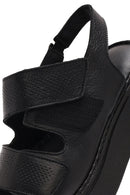Kadın Siyah Bantlı Kalın Tabanlı Deri Comfort Sandalet | Derimod Kadın Siyah Bantlı Kalın Tabanlı Deri Comfort Sandalet | Derimod