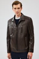 Hugo Men's Mink Leather Jacket | Derimod Hugo Men's Mink Leather Jacket | Derimod