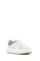 Men's White Lace-up Thick-Sole Leather Sneaker | Derimod Men's White Lace-up Thick-Sole Leather Sneaker | Derimod