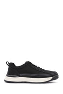 Men's Black Lace-Up Fabric Sneakers | Derimod Men's Black Lace-Up Fabric Sneakers | Derimod