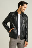 Turner Men's Leather Jacket | Derimod Turner Men's Leather Jacket | Derimod