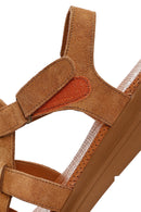 Women's Tan Suede Leather Ankle Buckle Sandals | Derimod Women's Tan Suede Leather Ankle Buckle Sandals | Derimod