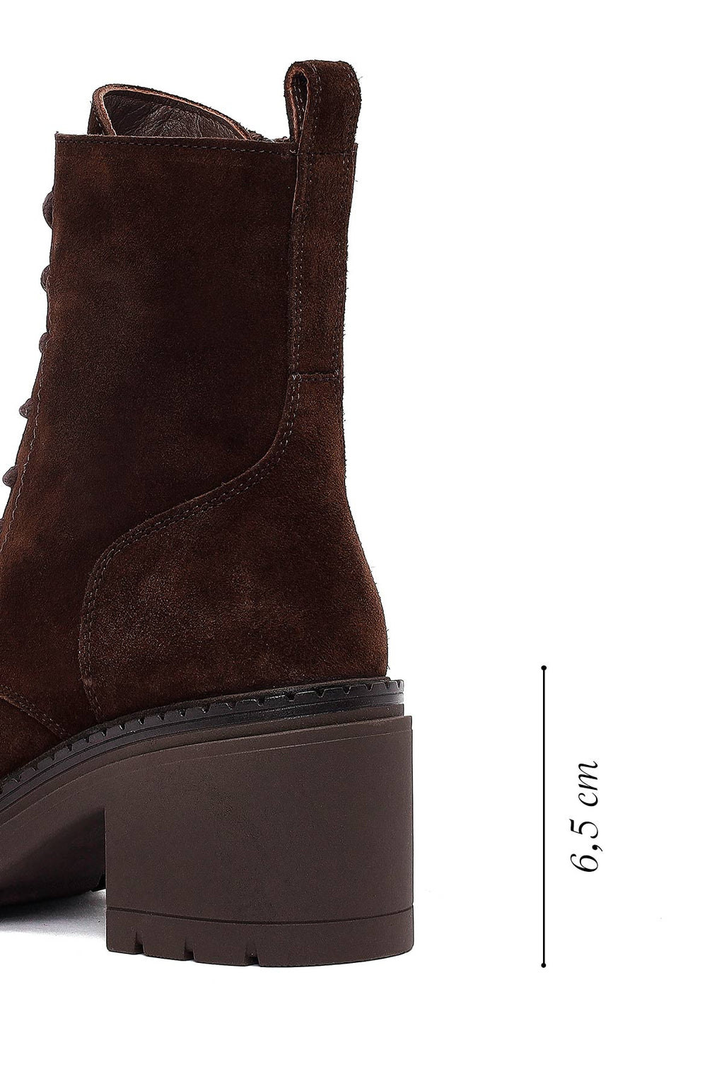 Kadın Kahverengi Fermuarlı Kalın Topuklu Süet Deri Postal Bot