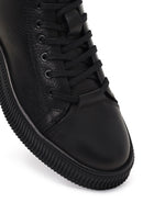 Male Black Lace-Up Zip Closure Leather Sport Boots | Derimod Male Black Lace-Up Zip Closure Leather Sport Boots | Derimod