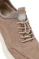 Erkek Vizon Bağcıklı Nubuk Deri Sneaker | Derimod Erkek Vizon Bağcıklı Nubuk Deri Sneaker | Derimod