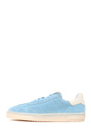Woman Blue Lace-Up Suede Leather Sneakers | Derimod Woman Blue Lace-Up Suede Leather Sneakers | Derimod