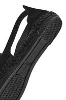 Kadın Siyah Süet Deri Espadril Sandalet | Derimod Kadın Siyah Süet Deri Espadril Sandalet | Derimod