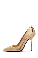 Women's Gold Heeled Patent Leather Stiletto | Derimod Women's Gold Heeled Patent Leather Stiletto | Derimod