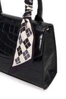 Woman Black Croco Mini Shoulder Bag with Long Strap | Derimod Woman Black Croco Mini Shoulder Bag with Long Strap | Derimod