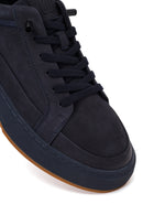Erkek Lacivert Bağcıklı Nubuk Deri Sneaker | Derimod Erkek Lacivert Bağcıklı Nubuk Deri Sneaker | Derimod