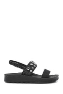 Women's Black Thick Soled Stoned Sandals | Derimod Women's Black Thick Soled Stoned Sandals | Derimod