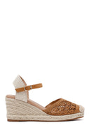 Women's Tan Wedge Heel Espadrilles with Ankle Buckle | Derimod Women's Tan Wedge Heel Espadrilles with Ankle Buckle | Derimod