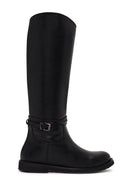 Woman Black Buckle-Detail Leather Boots | Derimod Woman Black Buckle-Detail Leather Boots | Derimod