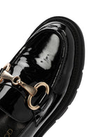 Kadın Siyah Toka Detaylı Rugan Deri Maskülen Loafer | Derimod Kadın Siyah Toka Detaylı Rugan Deri Maskülen Loafer | Derimod
