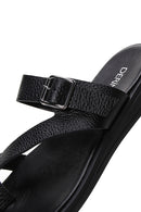 Women's Black Flip Flops Leather Slippers | Derimod Women's Black Flip Flops Leather Slippers | Derimod