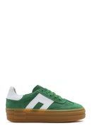 Women's Green Lace-Up Suede Leather Sneakers | Derimod Women's Green Lace-Up Suede Leather Sneakers | Derimod
