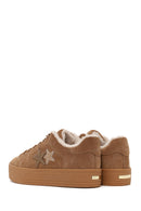 Kadın Camel Bağcıklı Kalın Tabanlı Süet Deri Teddy Sneaker | Derimod Kadın Camel Bağcıklı Kalın Tabanlı Süet Deri Teddy Sneaker | Derimod