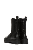 Women's Black Zippered Boots Flat Leather Boots | Derimod Women's Black Zippered Boots Flat Leather Boots | Derimod
