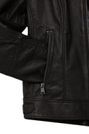 Prima Woman Black Short Leather Jacket | Derimod Prima Woman Black Short Leather Jacket | Derimod