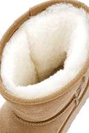 Women's Camel Fur Detailed Thick-Soled Suede Leather Boots | Derimod Women's Camel Fur Detailed Thick-Soled Suede Leather Boots | Derimod